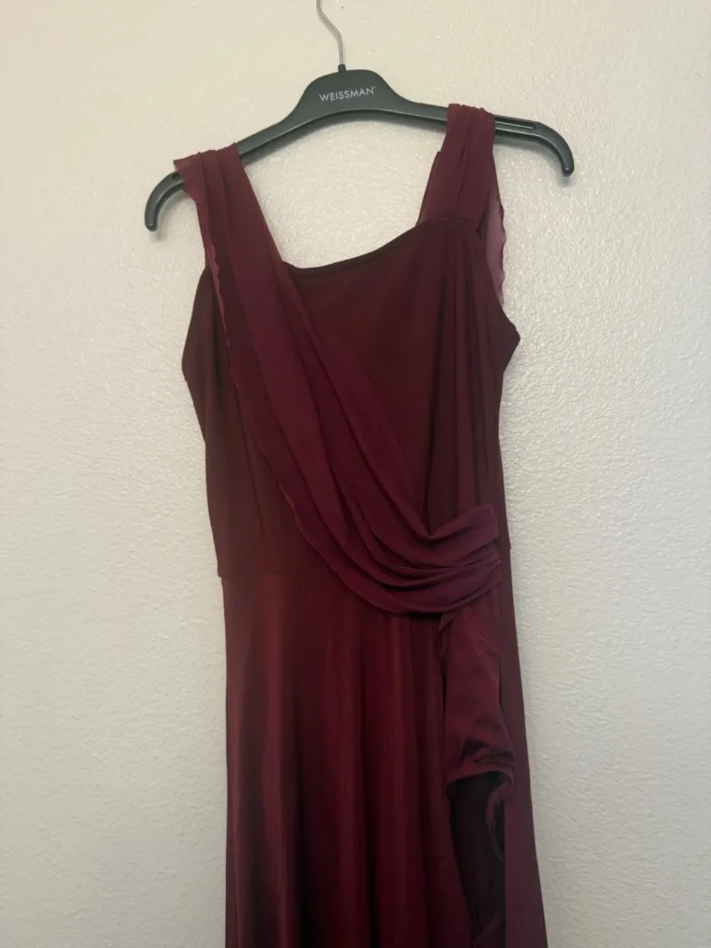WEISSMAN Dance Costume burgundy leotard maxi drape dress 12083 SA-Small adult
